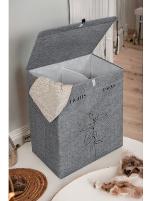 Mediterian İki bölmeli katlanabilir çamaşır sepeti, banyo ve bebek kullanımı için ideal