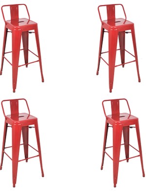 Chairlife Tolix Sırtlı Metal Bar Tabure (4 Adet)