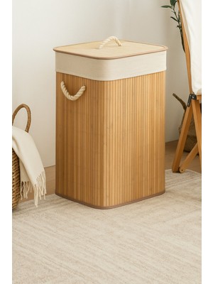 35X35X50 cm Kare Bambu Kirli Sepeti