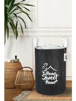 Mediterian Katlanabilir Siyah Çok Amaçlı Çamaşır ve Oyuncak Sepeti, 40 L Hacim