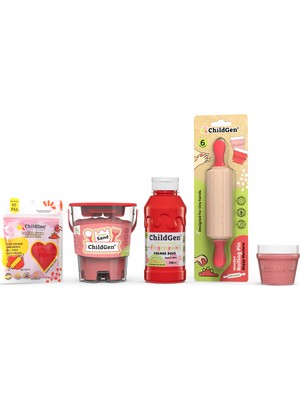 ChildGen Doğal Hamur-Kum-Boya Renk Seti - Kırmızı