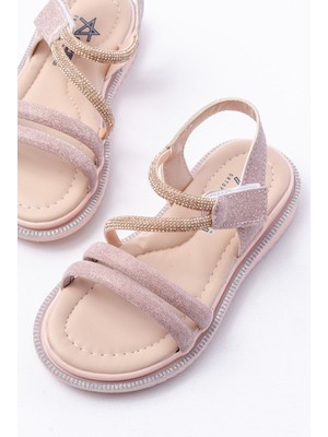 Kız Çocuk Cırtlı Sandalet Kaydırmaz Taban Suni Deri Rahat Tasarım Günlük Kullanım İçin