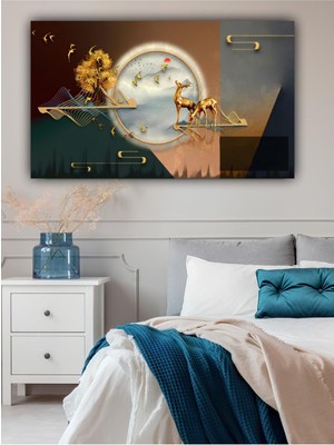 Dekoratif Altın Geyik Kanvas Tablo