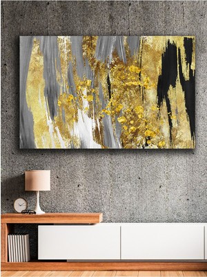 Siyah Gri Gold Uyumu Modern Kanvas Tablo