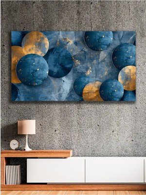 Soyut Gold Lacivert Daire Kanvas Tablo