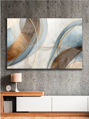 Soyut Altın Çizgili Modern Kanvas Tablo