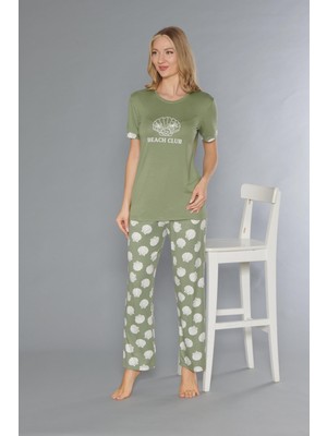 Flz Kısa Kol Yazlık Viskon Pijama Takımı Beach Club Flz 88-110