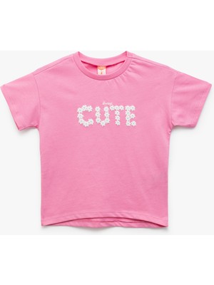 Koton Slogan Baskılı Bisiklet Yaka Kısa Kollu Pamuklu Tişört