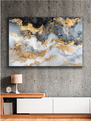 Altın Işıltılı Mermer Görünümlü Kanvas Tablo