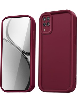 Fibaks Samsung Galaxy A12/M12 Uyumlu Kılıf Kamera Korumalı Yumuşak Dokulu Darbe Emici Bordo Silikon Kapak