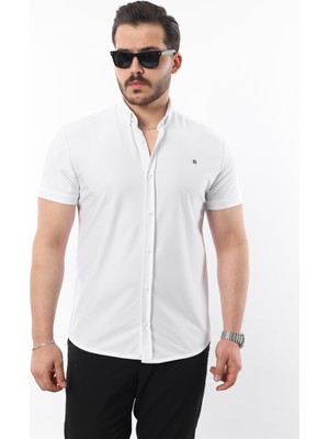Erkek Kısa Kollu Slim Fit Yazlık Basic Şık Gömlek