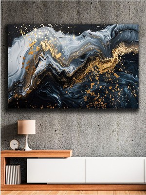 Altın Dokunuşlu Soyut Mermer Sanatı Kanvas Tablo