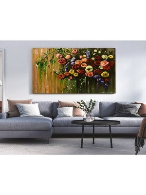 Sanatsal Renkli Çiçek Kanvas Tablo