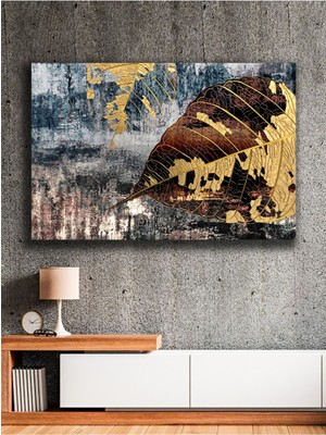 Sonbahar Esintili Gold Yaprak Kanvas Tablo