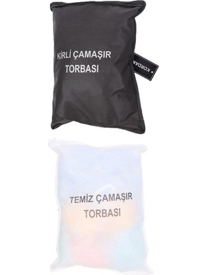 Mediterian Temiz ve Kirli Çamaşır Torbası, Pratik, Dayanıklı, Kumaş, Beyaz, 0-19 L