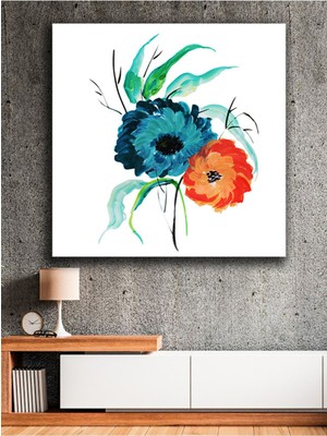 Suluboya Çiçekler Kanvas Tablo
