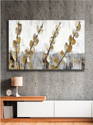 Soyut Modern Gold Yapraklar Kanvas Tablo