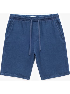Koton Beli Bağcıklı Pamuklu Cep Detaylı Bermuda Oversize Jean Şort