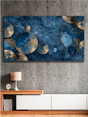 Soyut Mavi ve Altın Daireler Kanvas Tablo