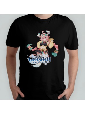 Pixxa Genshin Impact Varesa Unisex %100 Pamuklu Bisiklet Yaka T-Shirt