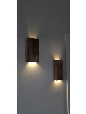 Ahşap Dekoratif Otantik Tasarım 2 Adet Otel, Kafe, Restoran, Balkon Pilli LED Aplik