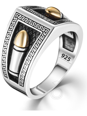 925 Ayar Gümüş Mermi Tasarım Erkek Yüzük