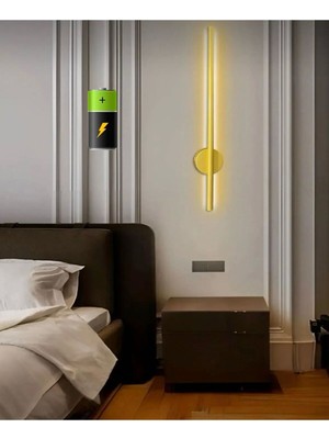 Modern Dekoratif Pilli Luxury Tasarım Sarı LED Duvar Aplik 70  cm