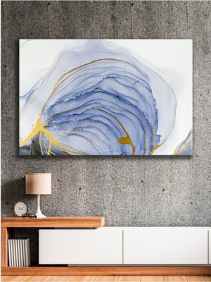 Soyut Mavi Dalgalanma Kanvas Tablo