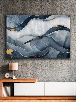 Mavinin Zarif Tonlarına Altın Dokunuş Kanvas Tablo