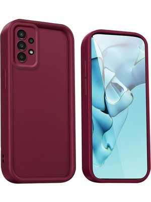 Fibaks Samsung Galaxy A52 Uyumlu Kılıf Kamera Korumalı Yumuşak Dokulu Darbe Emici Bordo Silikon Kapak