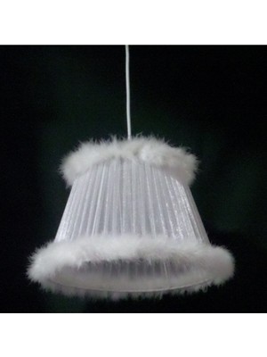 Beyaz Tüylü Çocuk Odası Yatak Odası Avizesi Çap 35  cm