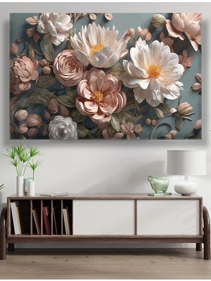 Doğal Görünümlü Çiçek Yapay Zeka Tasarımı Muhteşem Duvar Dekoru Kanvas Tablo
