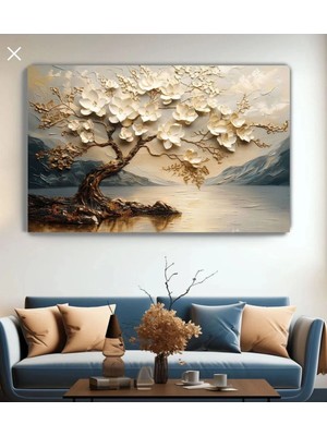 Altın Vazo Çiçekler Kanvas Tablo