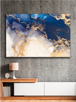 Gold Işıltılı Mermer Görünümlü Kanvas Tablo