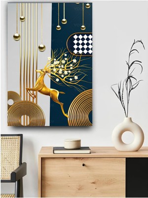 Altın Geyik Modern Kanvas Tablo Premıum