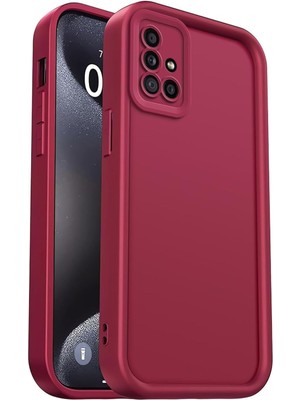 Fibaks Samsung Galaxy A51 Uyumlu Kılıf Kamera Korumalı Yumuşak Dokulu Darbe Emici Bordo Silikon Kapak