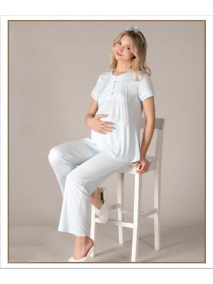 Hamile Lohusa Kısa Kol Pijama Takımı – Klasik Dantel Detaylı | Hastane Çıkışı & Lohusa Dönemi Için Ideal Flz 24-52