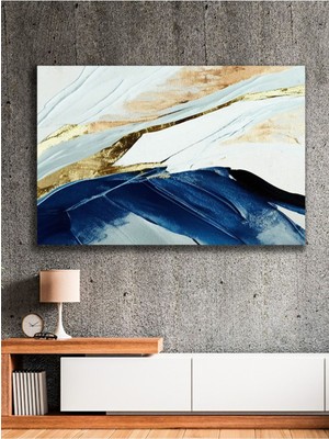 Soyut Gold Lacivert Harmonisi Şık Kanvas Tablo