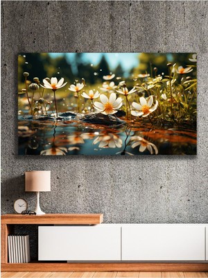 Suya Yansıyan Çiçekler Kanvas Tablo