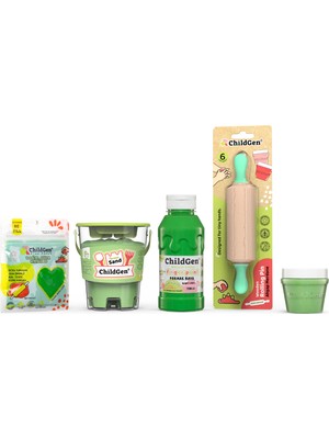 Doğal Hamur-Kum-Boya Renk Seti - Yeşil