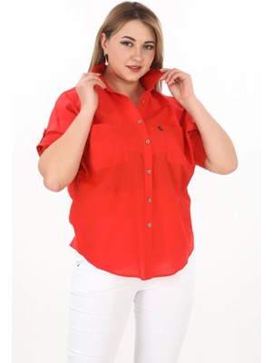 Lady Majestic  Cotton Yazlık Organik Büyük Beden Kadın Gömlek