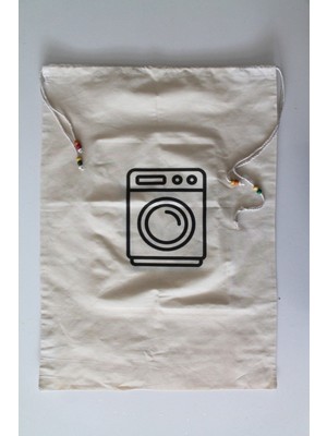 Mediterian Çok Amaçlı Kirlilik Torbası 50x70cm, Keten Malzeme, Kahverengi, Pratik ve Temiz Kullanım
