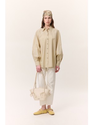 Manuka Geniş Kol Detaylı Gömlek Çağla