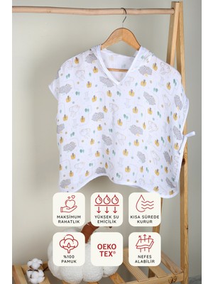 Luckka %100 Pamuk Bebek Çocuk Müslin Panço - ZTPANÇO