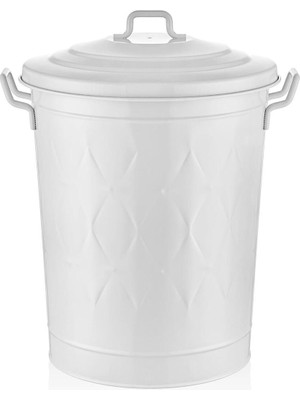 Mediterian Beyaz Prizma Çamaşır Sepeti, Metal, 60 L, Şık ve Kullanışlı Tasarım