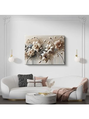 Yağlı Boya Görünümlü Çiçek Kanvas Tablo