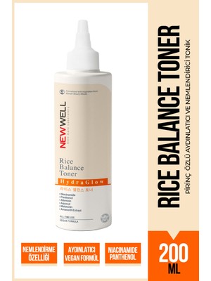New Well Rice Balance Toner 200 ml Pirinç Özlü Aydınlatıcı Etkili Nemlendirici Tüm Cilt Tiplerine Uygun