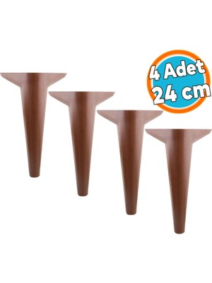 Mobilya Kanepe Sehpa Puf Koltuk Ayağı 24 cm Kahverengi Ahşap Desenli Baza Ayak 4 Adet