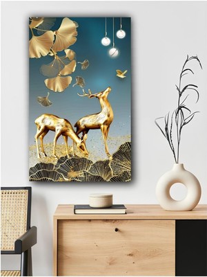 Modern Altın Geyik Kanvas Tablo