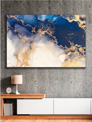 Lacivert Gold Granit Mermer Desenli Kanvas Tablo